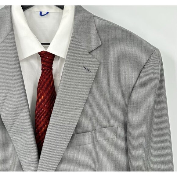 BRIONI SECOLO jacket blazer sport coat striped wool silk two button gray 46L - Picture 1 of 13